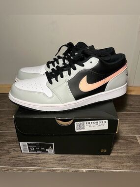 Air Jordan 1 Low 'Grey Fog Bleached Coral' 553558-062 Men’s 13